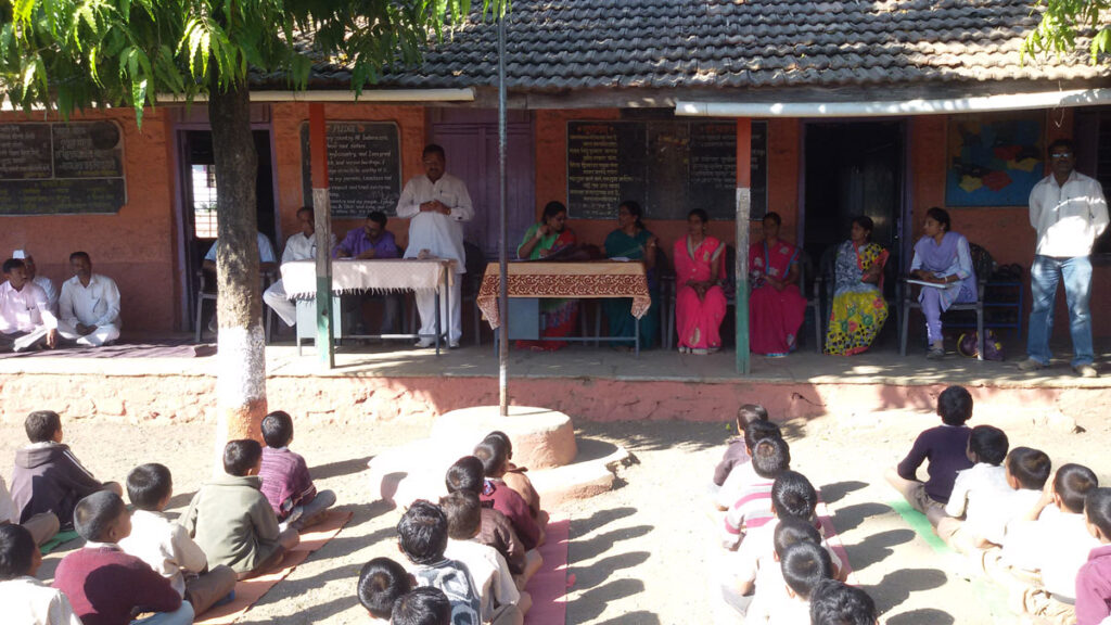Students attending a school awareness programme organised by Jai Hanuman Sanstha